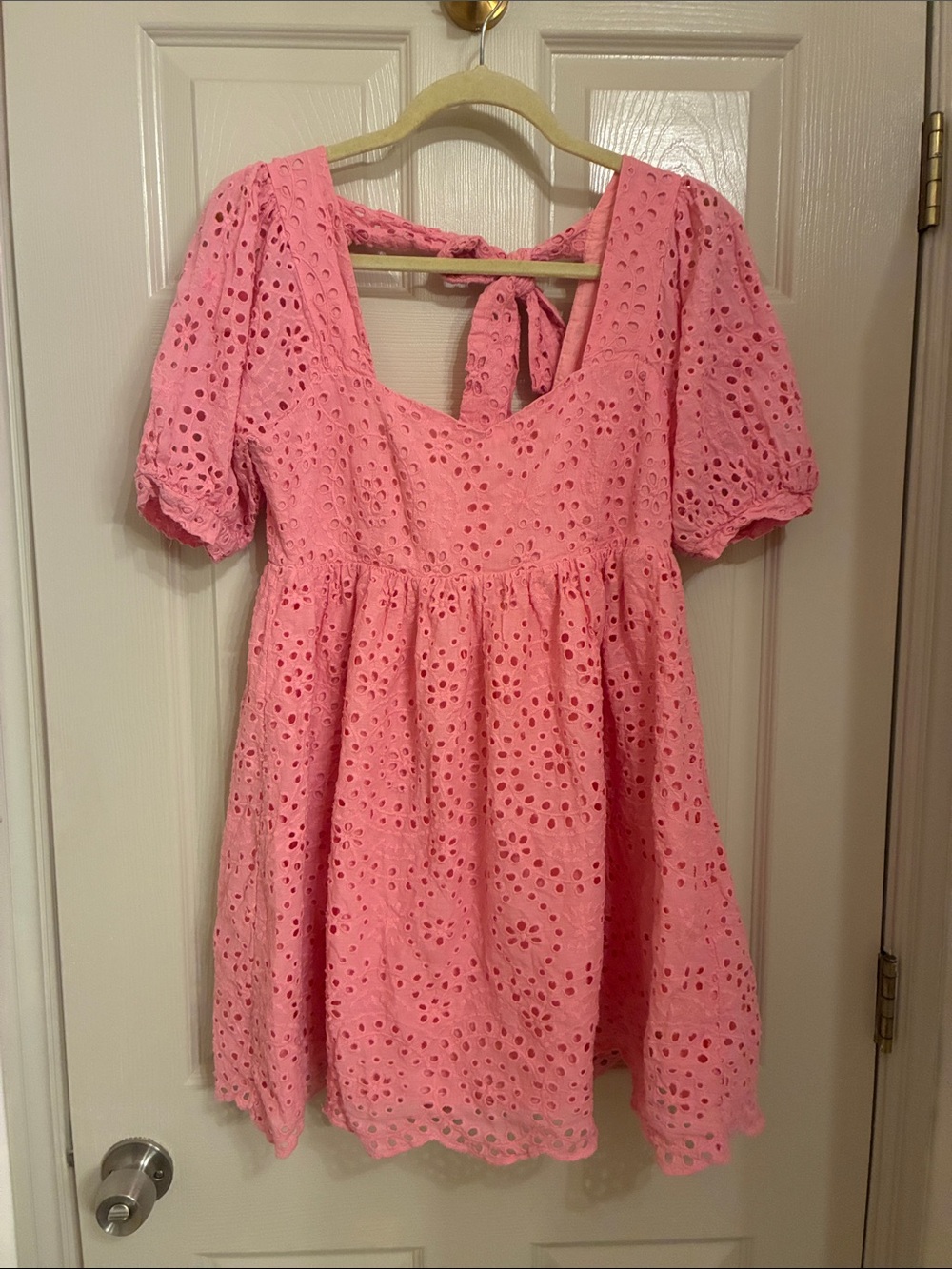 Chelsea & Violet Pink Eyelet Tie-Back Dress for Girls